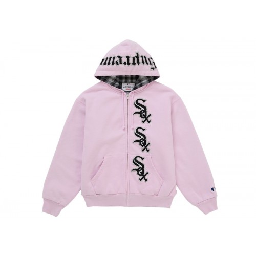 Supreme Chicago White Sox Zip Up Hooded Sweatshirt Light Pink