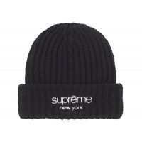 Supreme Chunky Rib Classic Logo Beanie Black