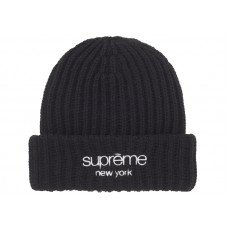 Supreme Chunky Rib Classic Logo Beanie Black