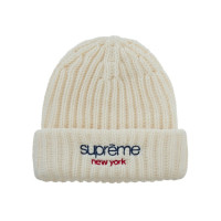 Supreme Classic Logo Chunky Ribbed Beanie (FW26) Natural