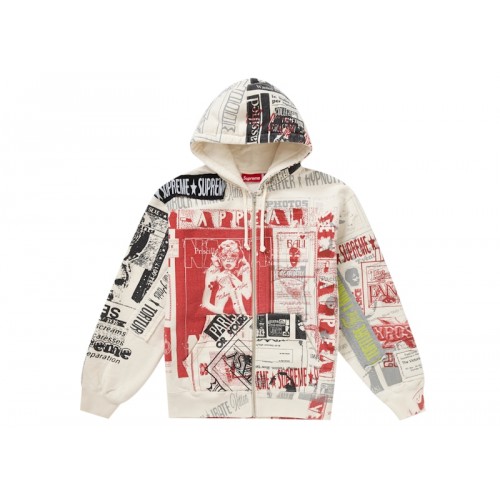 Оригинальный шмот Supreme Collage Zip Up Hooded Sweatshirt White