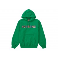 Supreme Collegiate Patchwork Leather Hooded Sweatshirt Green