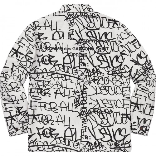 Оригинальный шмот Supreme Comme des Garcons SHIRT Printed Canvas Chore Coat White - 70см