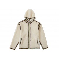 Supreme Crochet Edge Hooded Zip Up Top White