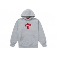 Supreme Cross Box Logo Hooded Sweatshirt Heather Grey