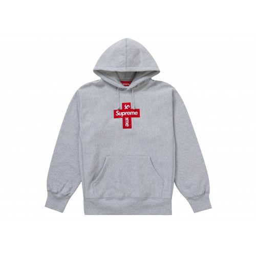 Оригинальный шмот Supreme Cross Box Logo Hooded Sweatshirt Heather Grey