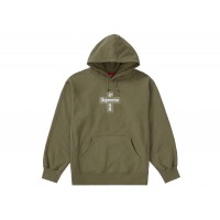 Supreme Cross Box Logo Hooded Sweatshirt Light Olive