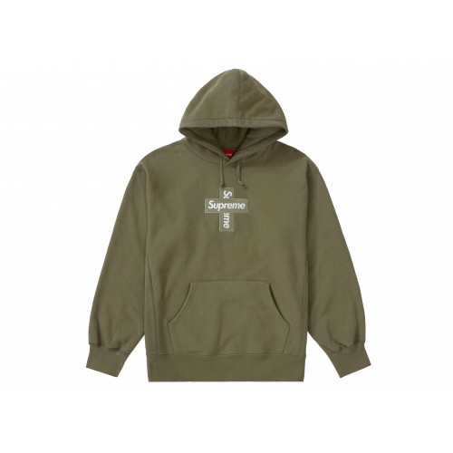 Оригинальный шмот Supreme Cross Box Logo Hooded Sweatshirt Light Olive
