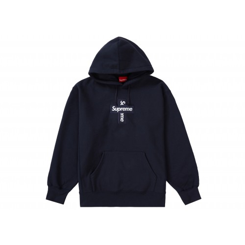 Оригинальный шмот Supreme Cross Box Logo Hooded Sweatshirt Navy