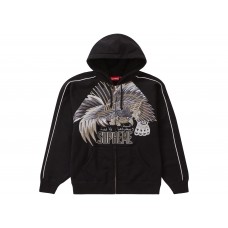 Supreme Falcon Raglan Zip Up Hooded Sweatshirt Black