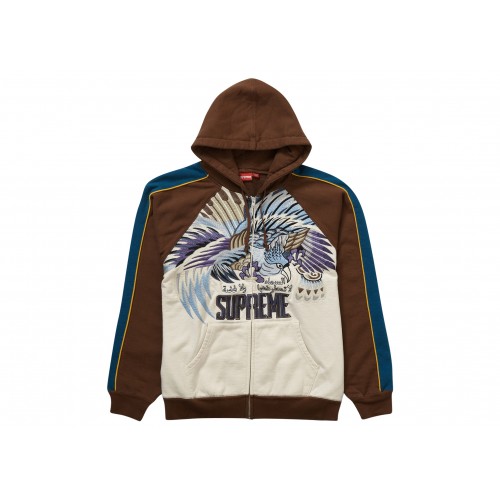 Оригинальный шмот Supreme Falcon Raglan Zip Up Hooded Sweatshirt Natural - 70см