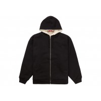 Supreme Faux Fur Lined Zip Up Hooded Sweatshirt Black