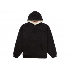 Supreme Faux Fur Lined Zip Up Hooded Sweatshirt Black