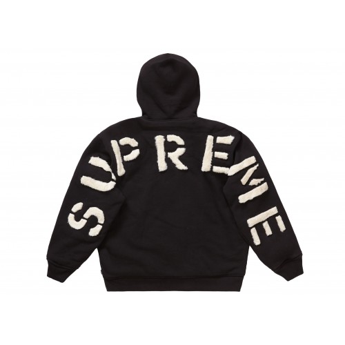 Оригинальный шмот Supreme Faux Fur Lined Zip Up Hooded Sweatshirt Black - 70см