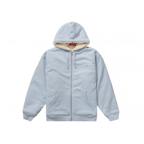 Оригинальный шмот Supreme Faux Fur Lined Zip Up Hooded Sweatshirt Light Blue