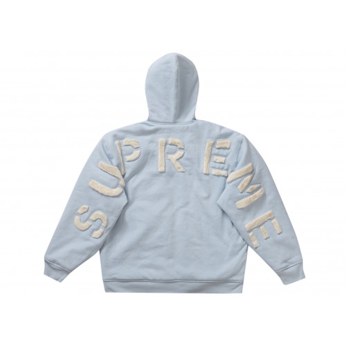Оригинальный шмот Supreme Faux Fur Lined Zip Up Hooded Sweatshirt Light Blue