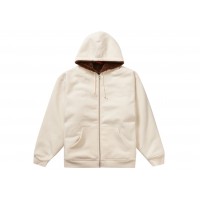 Supreme Faux Fur Lined Zip Up Hooded Sweatshirt Natural