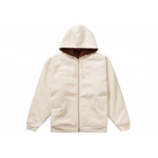 Supreme Faux Fur Lined Zip Up Hooded Sweatshirt Natural