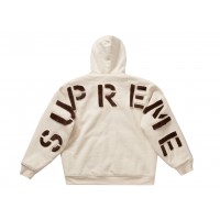 Supreme Faux Fur Lined Zip Up Hooded Sweatshirt Natural
