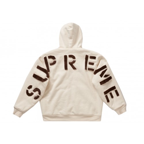 Оригинальный шмот Supreme Faux Fur Lined Zip Up Hooded Sweatshirt Natural
