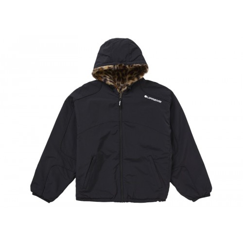 Supreme Faux Fur Reversible Hooded Track Jacket Black