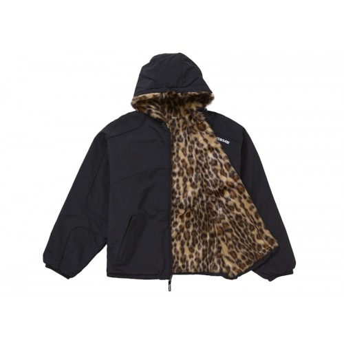 Supreme Faux Fur Reversible Hooded Track Jacket Black