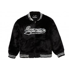 Supreme Faux Fur Varsity Jacket Black