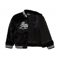 Supreme Faux Fur Varsity Jacket Black