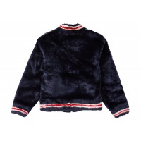 Supreme Faux Fur Varsity Jacket Navy