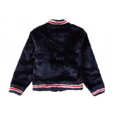 Supreme Faux Fur Varsity Jacket Navy