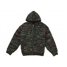 Supreme Faux Shearling Lined Zip Up Hooded Sweater Green Melange