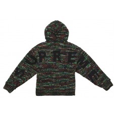 Supreme Faux Shearling Lined Zip Up Hooded Sweater Green Melange