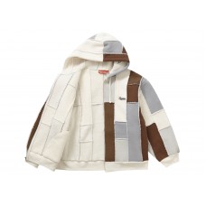 Supreme Faux Shearling Zip Up Hooded Sweatshirt Natural