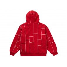 Supreme Faux Shearling Zip Up Hooded Sweatshirt Red