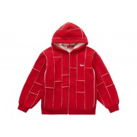Supreme Faux Shearling Zip Up Hooded Sweatshirt Red