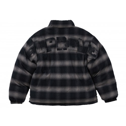 Оригинальный шмот Supreme Flannel Reversible Puffer Jacket Black - 70см