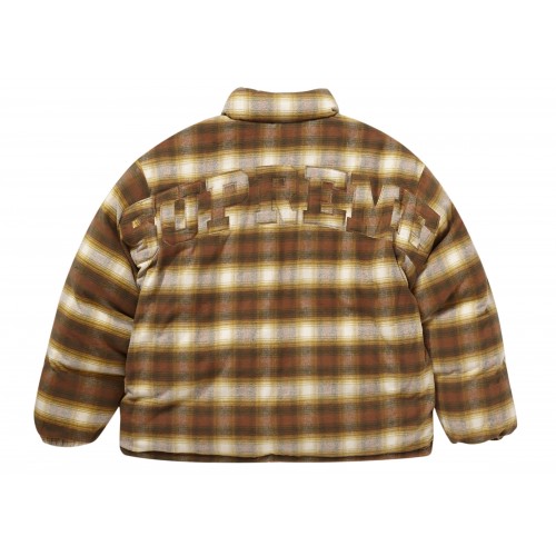 Оригинальный шмот Supreme Flannel Reversible Puffer Jacket Brown - 70см
