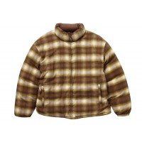 Supreme Flannel Reversible Puffer Jacket Brown