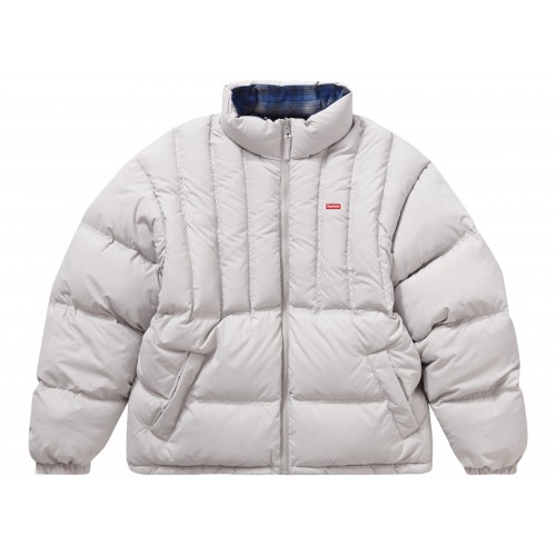 Оригинальный шмот Supreme Flannel Reversible Puffer Jacket Grey - 70см