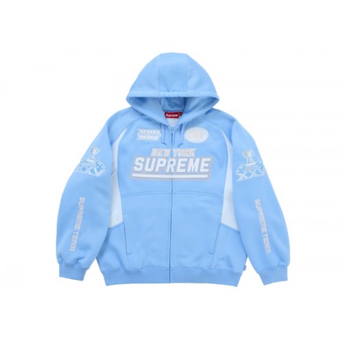 Supreme Football Zip Up Hooded Sweatshirt (FW25) Light Blue