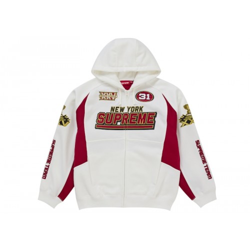 Supreme Football Zip Up Hooded Sweatshirt (FW25) White