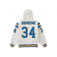 Supreme Football Zip Up Hooded Sweatshirt White