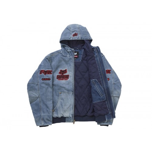 Supreme Fox Racing Hooded Work Jacket Denim