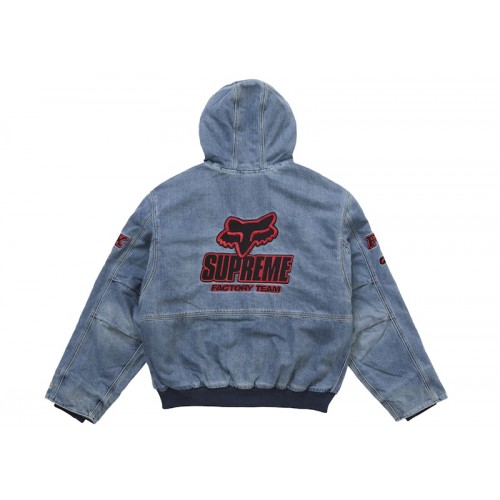 Supreme Fox Racing Hooded Work Jacket Denim