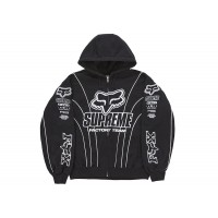 Supreme Fox Racing Zip Up Hooded Sweatshirt Black