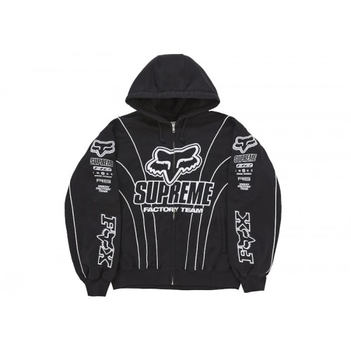 Supreme x Fox Racing Zip Up Hooded Sweatshirt Black