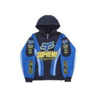 Supreme Fox Racing Zip Up Hooded Sweatshirt Blue
