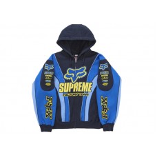 Supreme Fox Racing Zip Up Hooded Sweatshirt Blue