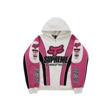 Supreme Fox Racing Zip Up Hooded Sweatshirt White