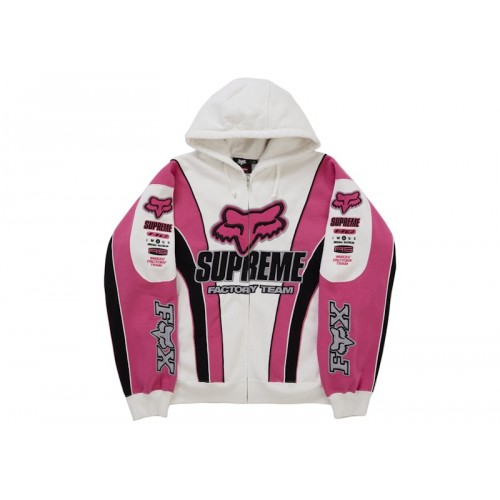 Supreme x Fox Racing Zip Up Hooded Sweatshirt White